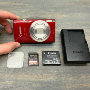 Canon Powershot Elph 180 20Mp Digital Camera 8X Zoom Red With Accessories