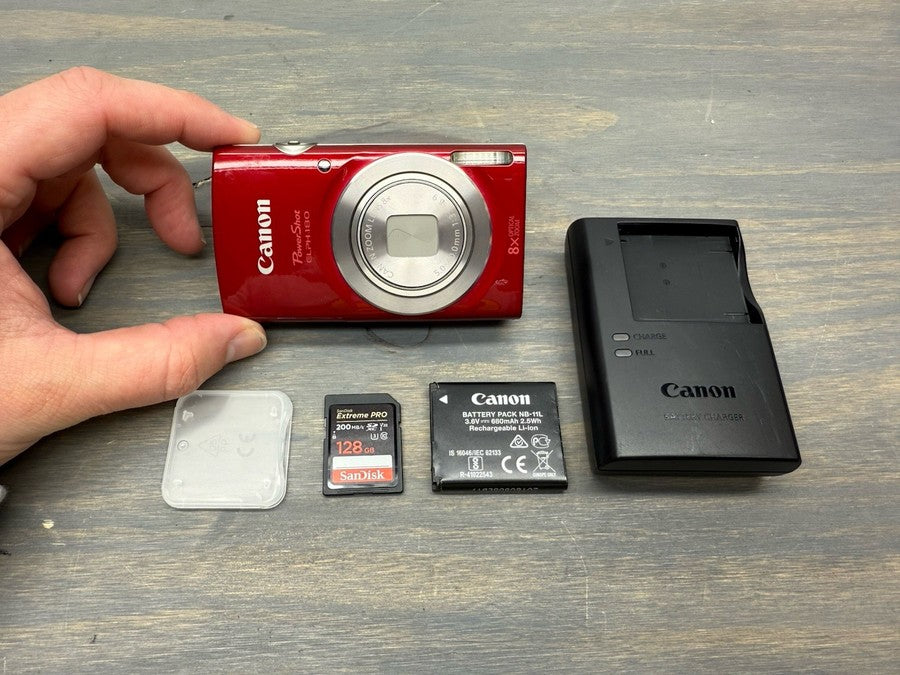 Canon Powershot Elph 180 20Mp Digital Camera 8X Zoom Red With Accessories