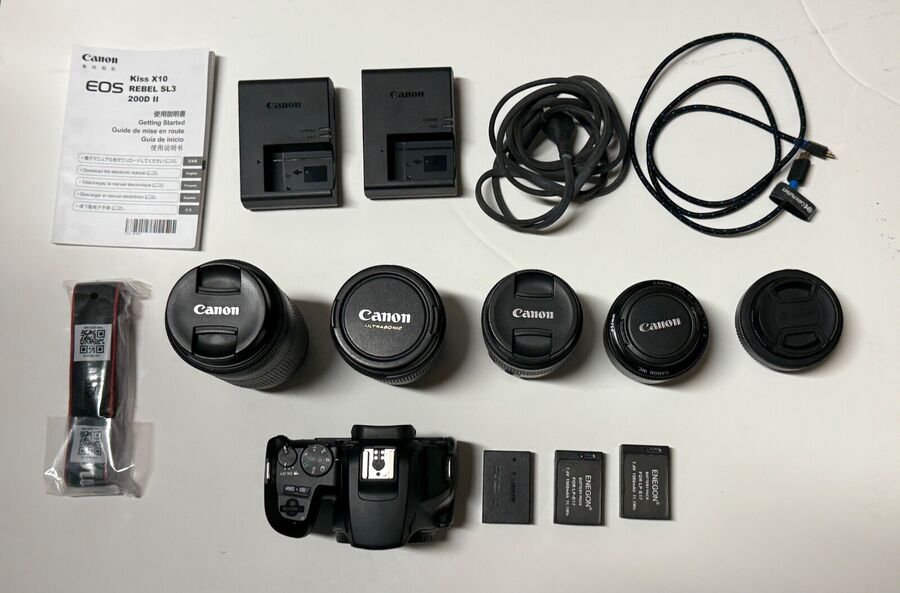 Canon Eos Rebel Sl3 Dslr With Five Lenses And Accessories - Image 2