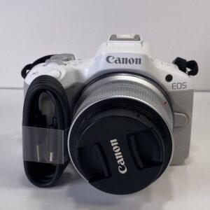 White Canon Eos R50 4K Video Mirrorless Camera With Rf-S 18-45Mm F/4.5-6.3