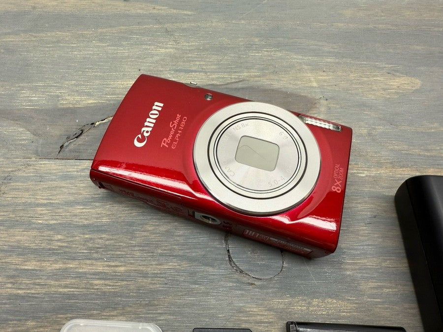 Canon Powershot Elph 180 20Mp Digital Camera 8X Zoom Red With Accessories - Image 2