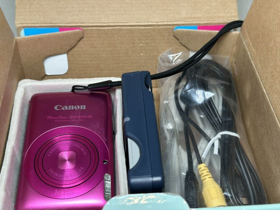 Canon Powershot Sd 1400 Is Digital Elph Camera Pink W Box Charger Tested - Image 3