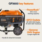 Generac GP Series 4,500 Watt Gas Powered 49-State Portable Generator with COsense Technology - Image 6